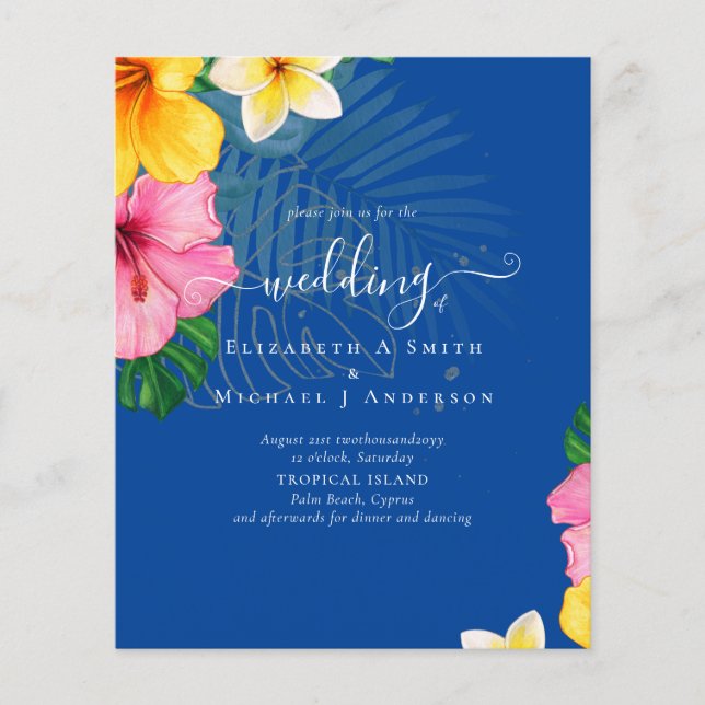 BUDGET Tropical Paradise Beach Wedding Florals Flyer (Vorne)