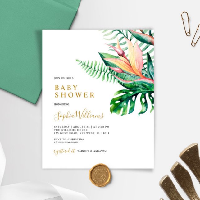 Budget Tropicale Grünzeug-Baby-Shower-Einladung (Von Creator hochgeladen)