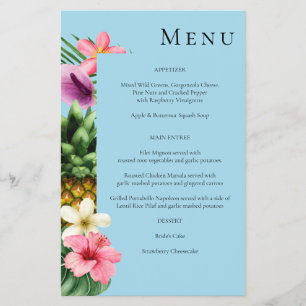 Budget Tropisches Hawaiian Blumenmenü - Blau MED Flyer