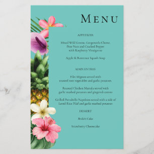 Budget-Tropisches Hawaiian-Blumenmenü - Teal MED Flyer