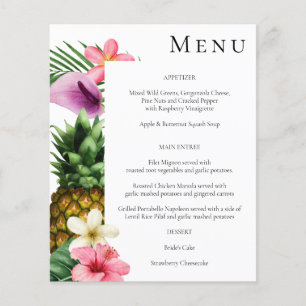 Budget-Tropisches-Hawaiianisches-Blumenmenü - Weiß Flyer