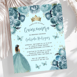 Budget Türkis Floral Princess Quinceañera