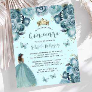 Budget Türkis Floral Princess Quinceañera
