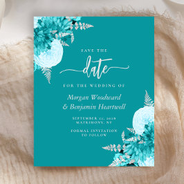 Budget Türkis Florales Hochzeits-Save-the-Date