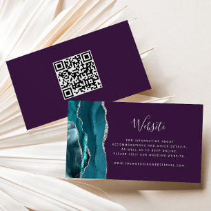Budget Türkis Silber Achat Lila Hochzeits-QR-Code Begleitkarte