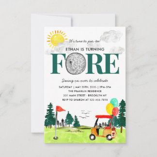 Budget Turning FORE Golf Par-T 4. Geburtstag Mitteilungskarte