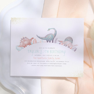 Budget Turquoise & Gold Girl Dinosaurier Geburtsta
