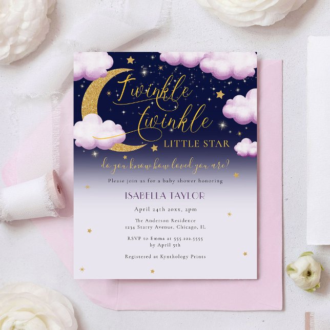 Budget Twinkle Little Star Pink Girl Babydusche Flyer (Von Creator hochgeladen)