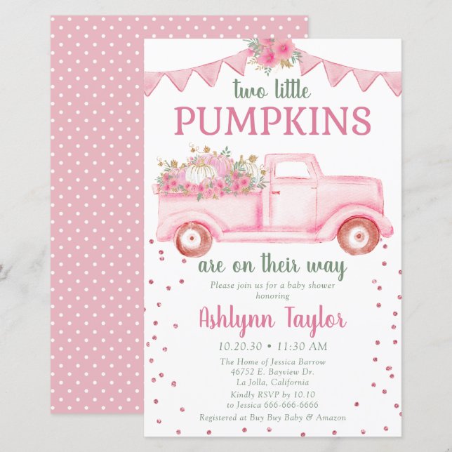 Budget Twins Pink Little Pumpkin Baby Dusche (Vorne/Hinten)