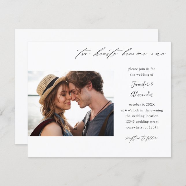 Budget Two Hearts Foto Calligrafy Wedding (Vorne/Hinten)