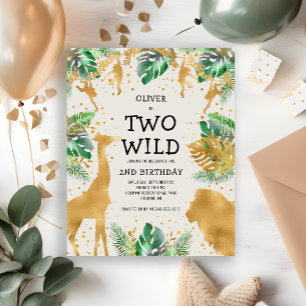 Budget Two Wild Ecru Gold 2. Geburtstagseinladung