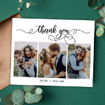 Budget Typografie 3 Foto Hochzeit Dankeschön Karte<br><div class="desc">Budget, Elegant, Kalligrafie Script (3) Foto Collage Wedding Danke Ihnen personalisiert günstige Low Budget DIN Karte. Stilvolle Hochzeit danke Ihnen Karte Vorlage mit (3) drei Foto auf der Vorderseite und (1) ein Foto auf der Rückseite. ***BEACHTE! *** HAUSHALTSPAPIER/FLYER IST DÜNN. *** AKTUALISIEREN SIE DAS PAPIER FÜR EIN THICKER-PAPIER. *** THICKER...</div>