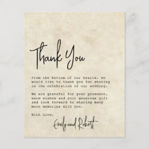 Budget Typografy Wedding Danke Foto Card