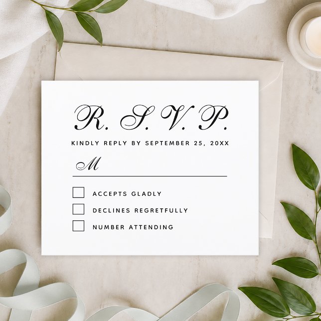 Budget UAWG Black and White Wedding Response Card (Von Creator hochgeladen)