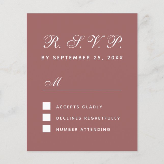 Budget UAWG Cinnamon Rose Wedding Response Card (Vorderseite)