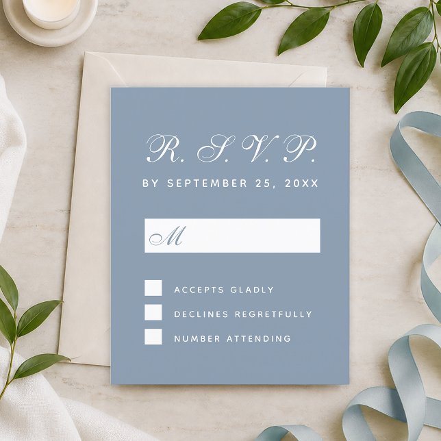 Budget UAWG Dusty Blue White Script Response Card (Von Creator hochgeladen)