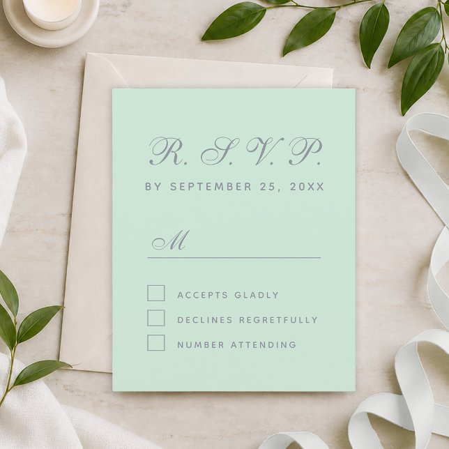 Budget UAWG Mint Green Grey Script Response Card (Von Creator hochgeladen)
