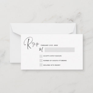 Budget UAWG Wedding Schwarz-weiß Script Note Card Mitteilungskarte