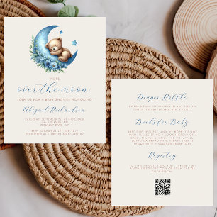 Budget Über den Mond Bär Blau QR Code Babyparty