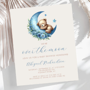 Budget Über den Mond Teddybär Blau Baby Shower