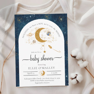 Budget über die Moon Space Babydusche Einladung