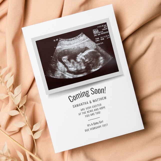 Budget Ultrasound Foto Schwangerschaft Ankündigung (Sonogram Pregnancy Announcement Baby Scan Photo Card)
