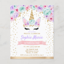 Budget Unicorn 1. Geburtstag Aquamarine Lila Einla