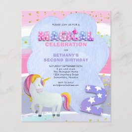 Budget Unicorn Magical 2. Geburtstag Einladung