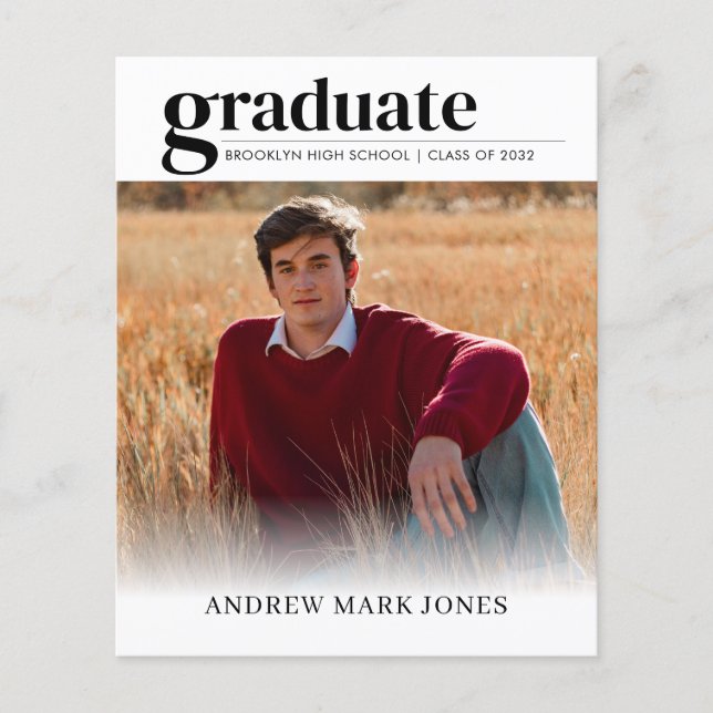 Budget Unique Grad 2 Foto Abschluss Ankündigung (Vorderseite)