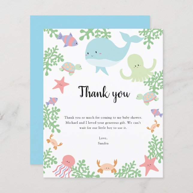 Budget unter der Sea Baby Shower Danke Kawaii (Vorne/Hinten)