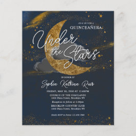 Budget unter der Sterne Blue Gold Moon Quinceanera Flyer