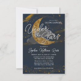 Budget unter der Sterne Blue Gold Moon Quinceanera Mitteilungskarte