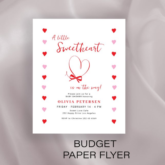 Budget Valentines sweetheart baby shower invite Flyer (Von Creator hochgeladen)