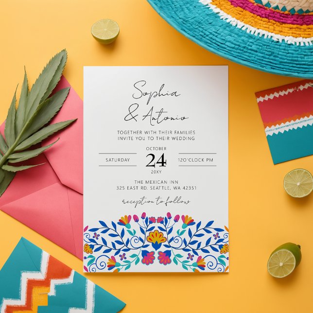 Budget Vibranican Floral Fiesta Wedding (Budget Vibrant Mexican Floral Fiesta Wedding Invitation)
