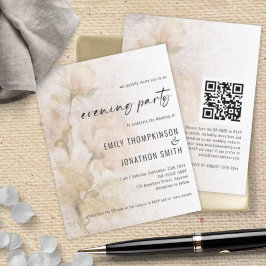 Budget Vintag Florals QR Wedding Abend Einladung