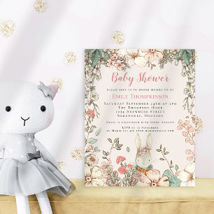 Budget Vintage Bunny Girl Baby Dusche einladen