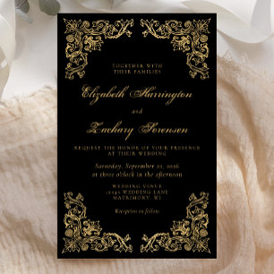 Budget Vintage Ecken Schwarz Goldene Hochzeitseinl