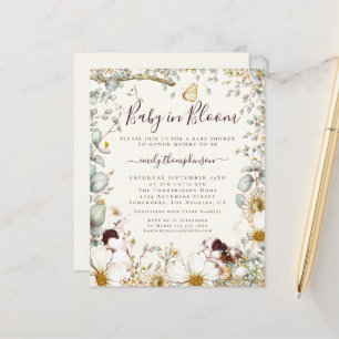 Budget Vintage-Häschen-Baby-In-Blüte-Cream-Einladu