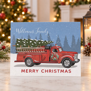 Budget Vintage-Rotes-Feuerwehr-Merry-Christmas-Kar