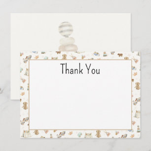 Budget, Vintage Spielzeug Boho Baby Shower Danke Mitteilungskarte