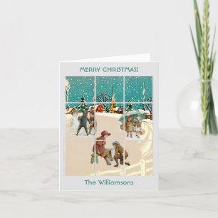 Budget Vintages Dorf Santa Trees Frohe Weihnachten Karte