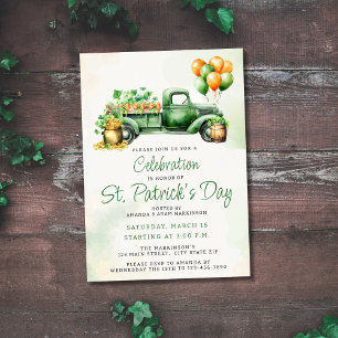 Budget Vintages Green Truck St Patricks Day Party Einladung