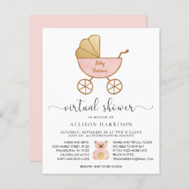 Budget Virtual Baby Dusche Retro Carriage Pink