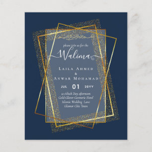 Budget Walima Muslim Hochzeit Goldrahmen Einladung Flyer