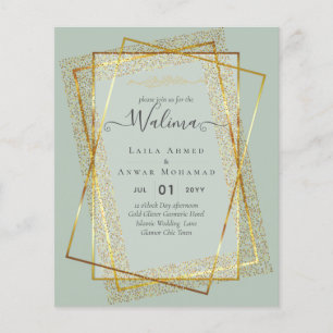 Budget Walima Muslim Wedding Gold Frame einladen Flyer