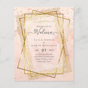 Budget Walima Muslim Wedding Gold Frame einladen Flyer