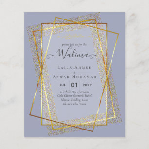 Budget Walima Muslim Wedding Gold Frame einladen Flyer