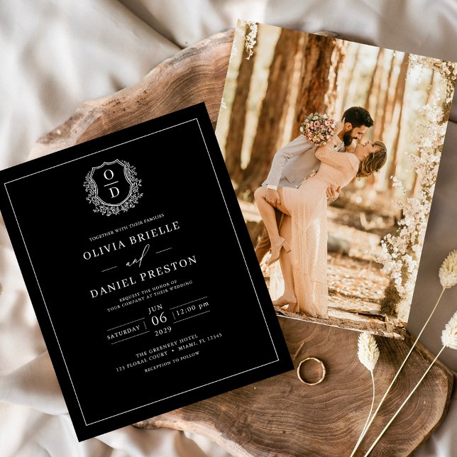 Budget Wappen Black Foto Einladung Hochzeit (Von Creator hochgeladen)