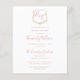 Budget Wappen Gold Blush Bridal Dusche Einladung