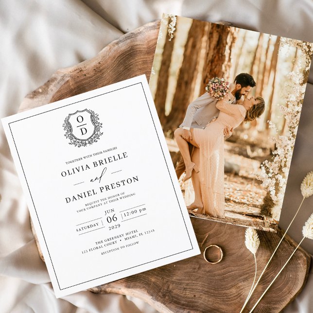 Budget Wappen White Foto Einladung Hochzeit Flyer (Von Creator hochgeladen)